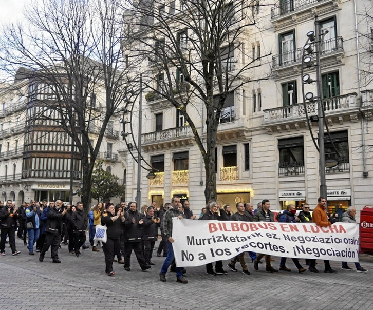 Manifestación de trabajadores de Bilbobus.