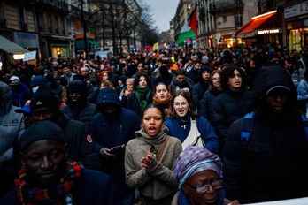 Marcha para protestar por la nueva ley antimigración, el 22 de diciembre, en París.