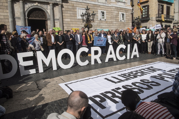 Concentración en Barcelona por la libertad de los presos políticos catalanes.