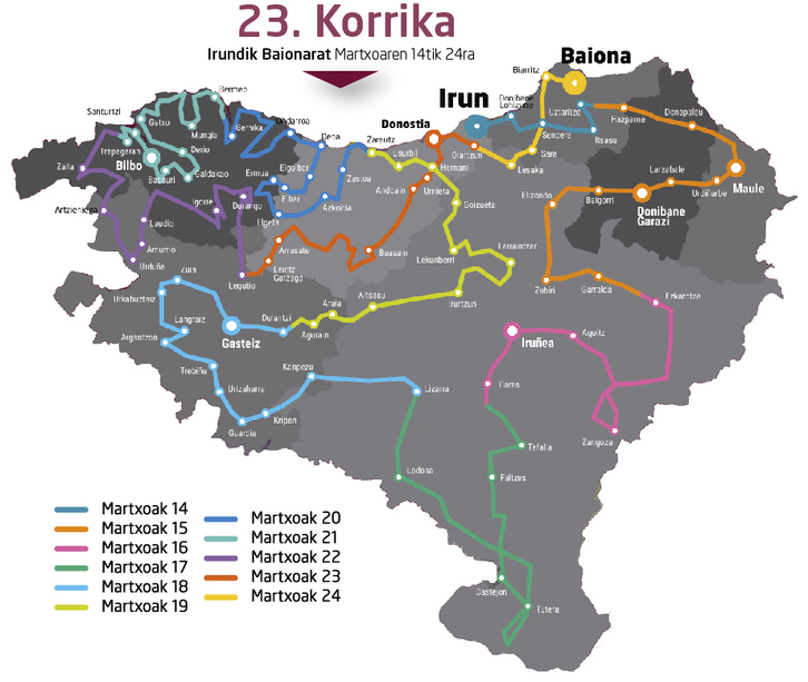 23. Korrika ibilbidearen mapa.