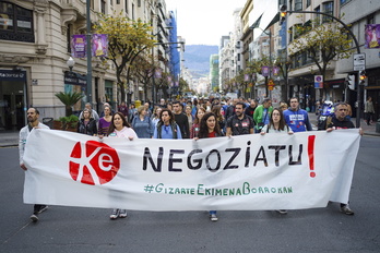 Kristau Eskola eta IZEAko hezkuntza zentroetako langileen grebako mobilizazio bat, joan den abenduaren 11n, Bilbon.