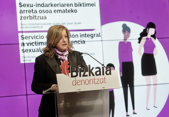 Teresa Laespada, diputada vizcaina de Empleo, Cohesión Social e Igualdad, en su comparecencia.