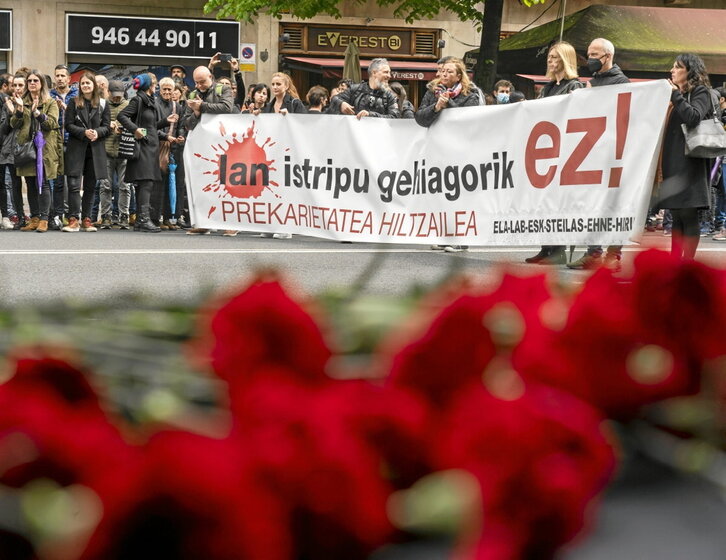 Protesta en Bilbo contra los accidentes laborales.