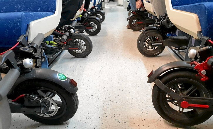 Patinete elektrikoak, garraio publikoan.