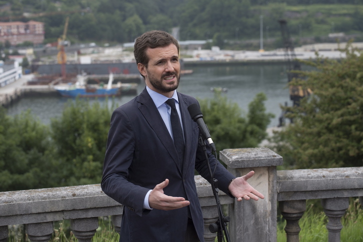 Pablo Casado, en una de sus visitas a Euskal Herria como líder del Partido Popular.