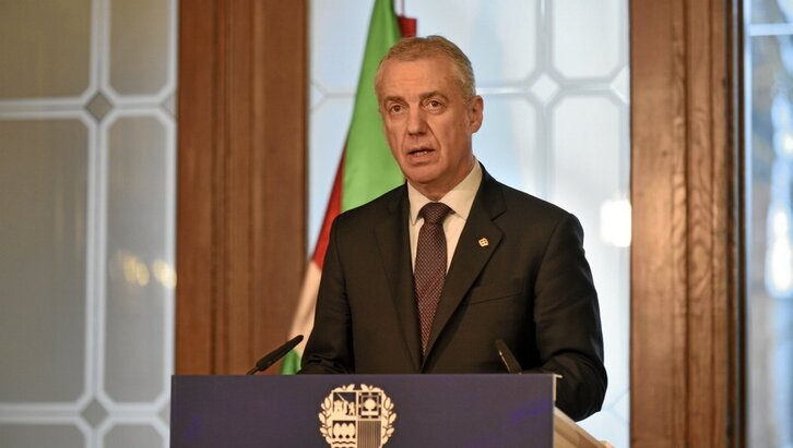 El lehendakari, Iñigo Urkullu, en su comparecencia de ayer por la tarde.