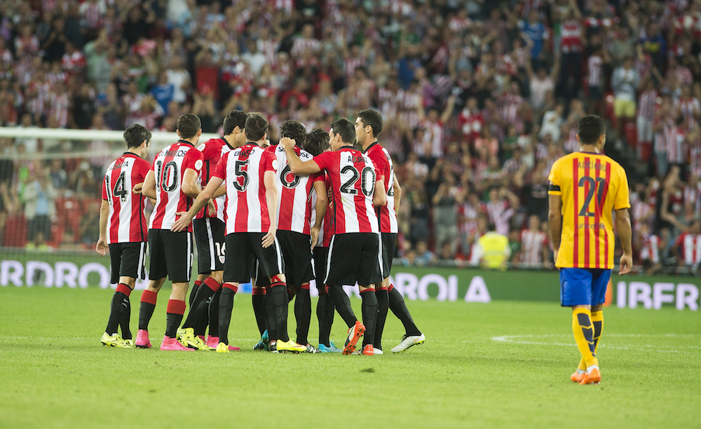Athleticen jokalariak San Josek Superkopan sartutako gola ospatzen. (Luis JAUREGIALTZO / FOKU) Athleticen jokalariak San Josek Superkopan sartutako gola ospatzen. (Luis JAUREGIALTZO / FOKU)