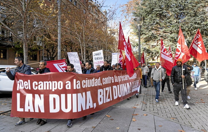 En diciembre, los trabajadores del campo navarro se movilizaron en Iruñea.