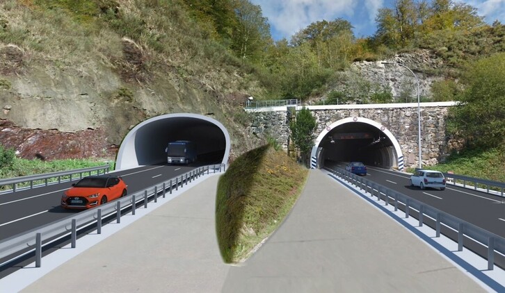 Recreación del desdoblamiento de los túneles de Belate.