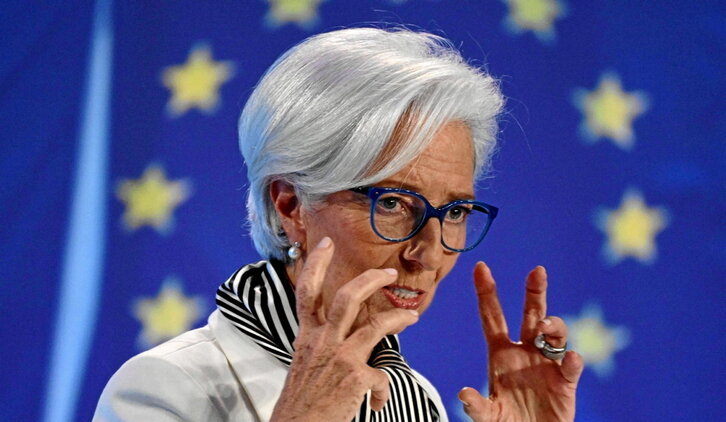 Christine Lagarde compareció al término del consejo celebrado en Francfort.