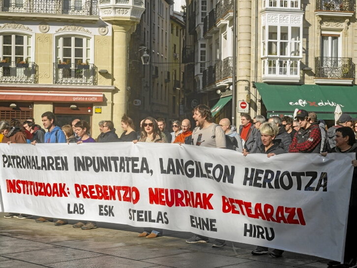 Concentración sindical de ayer en Gasteiz.
