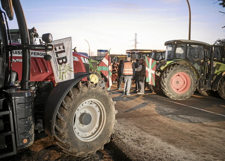 ELBk deituta, Baionako portua blokeatu zuten goizean dozenaka laborari eta abeltzainek.