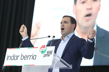 Imanol Pradales, en los últimos compases de su intervención en Landako gunea.