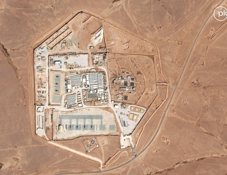 Imagen aérea de la base Tower 22, donde milicias iraquíes mataron a soldados de EEUU.