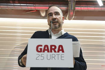 Iñaki Soto, director de GARA, en la fiesta por el 25 aniversario del periódico.