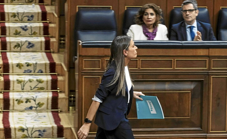 La portavoz de Junts en el Congreso, Miriam Nogueras, en la sesión plenaria de ayer.