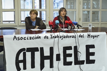 Rueda de prensa de la Asociación de Trabajadoras del Hogar de Bizkaia.