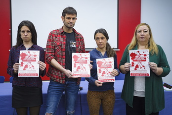 Presentación del informe de siniestralidad laboral, este jueves en la sede de LAB de Bilbo.