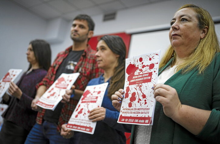 Presentación del informe de siniestralidad laboral, en la sede de LAB de Bilbo.