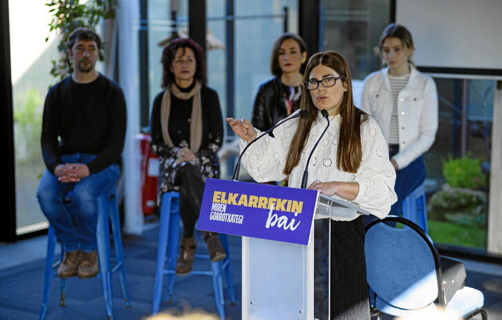 Miren Gorrotxategi, en la presentación de su candidatura para las primarias de Podemos.
