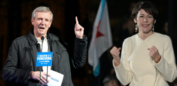 Rueda (PP) y Pontón (BNG), en sus primeros actos de campaña.
