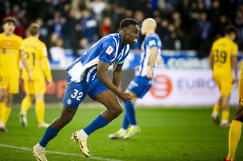 Samu Omorodion, en el partido del pasado sábado ante el FC Barcelona