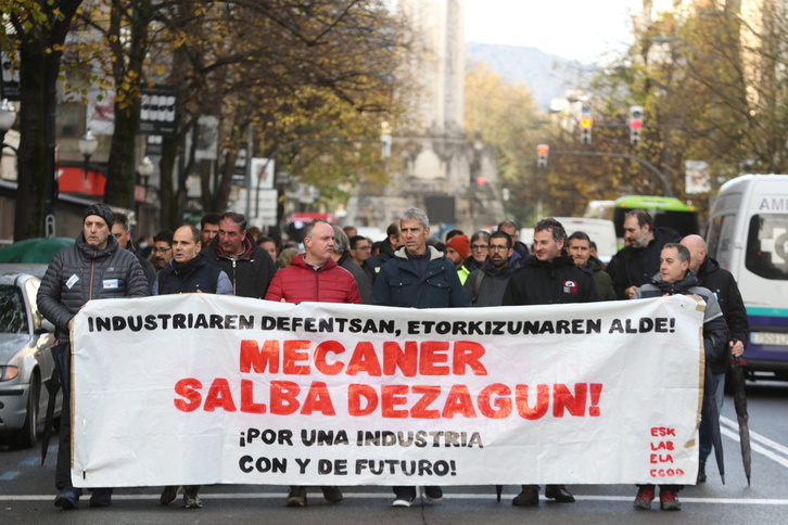 Bilbon abenduan Mecanerreko langileek egindako mobilizazioa.