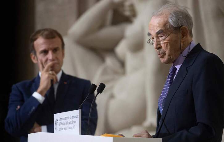 Robert Badinter en su alocución en el 40 aniversario de la abolición de la pena de muerte en el Estado francés.