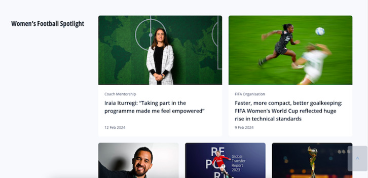 Iraia Iturregi, protagonista en la web oficial de la FIFA.