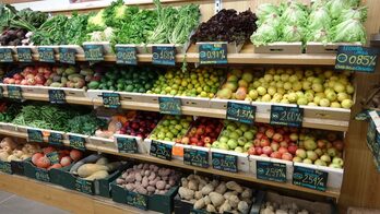 Iruñeko Rotxapeako auzoan dagoen Landare dendako produktuak