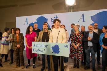 La candidata del BNG a la presidencia de la Xunta, Ana Pontón, en la comparecencia tras los resultados electorales.