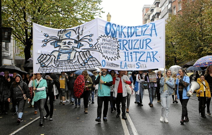 Osasungintza publikoaren aldeko eta murrizketen kontrako mobilizazioa, iragan azaroan Bilbon.