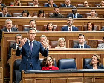 Pedro Sánches, durante la sesión de ayer en el Congreso.