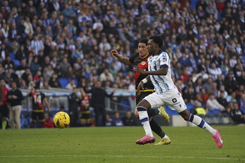 Sheraldo Becker, en su único partido en Anoeta contra el Rayo.