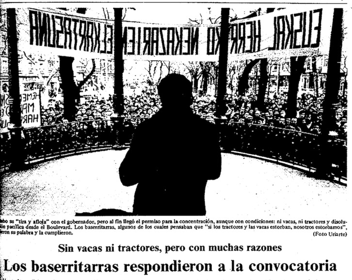 Detalle de la portada de ‘Egin’ del 26 de febrero de 1978.