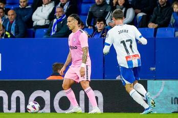 Rios Reina baloiarekin Jofreren aurrean, bina amaitu zen lehen itzuliko partidan.