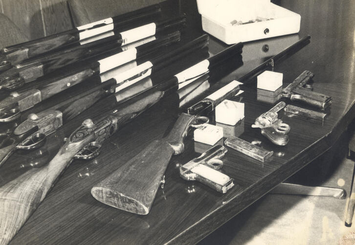 Armas encontradas en casa de Iturbide tras su detención. 