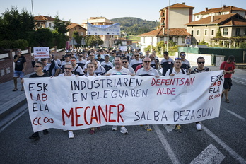 Manifestación que tuvo lugar el 7 de octubre del año pasado en Urduliz en contra del cierre de Mecaner.