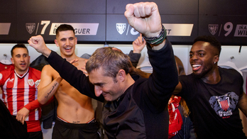 Jokalariek Ernesto Valverde entrenatzailearen figura goraipatu zuten aldagelan. 