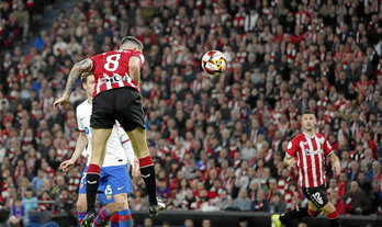 Sancet marcó de cabeza uno de los goles en la victoria ante el Barcelona (4-2) en cuartos de final de la Copa.