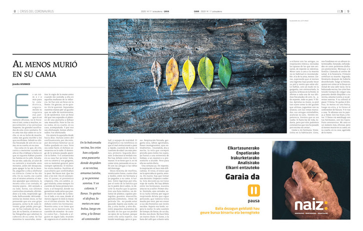 Crónica escrita por Joseba Vivanco sobre la muerte de su madre.