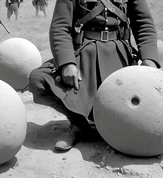Fotografía de la instalación «Homenaje a la violencia» de Adrián Castañeda, que se puede ver en Arkeologi Museoa de Bilbo. En ella, reinterpreta un fusilamiento de la guerra del 36.