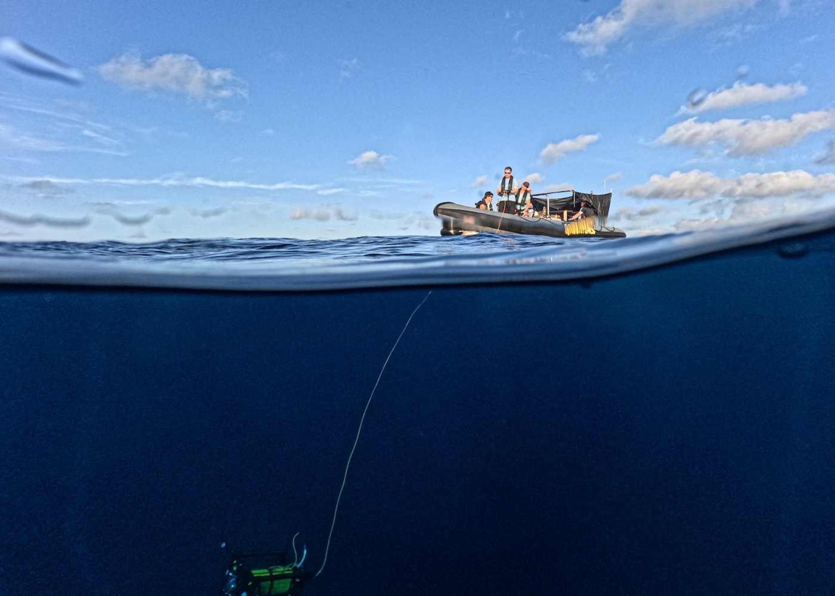 Miembros de Greenpace controlando una cámara submarina
