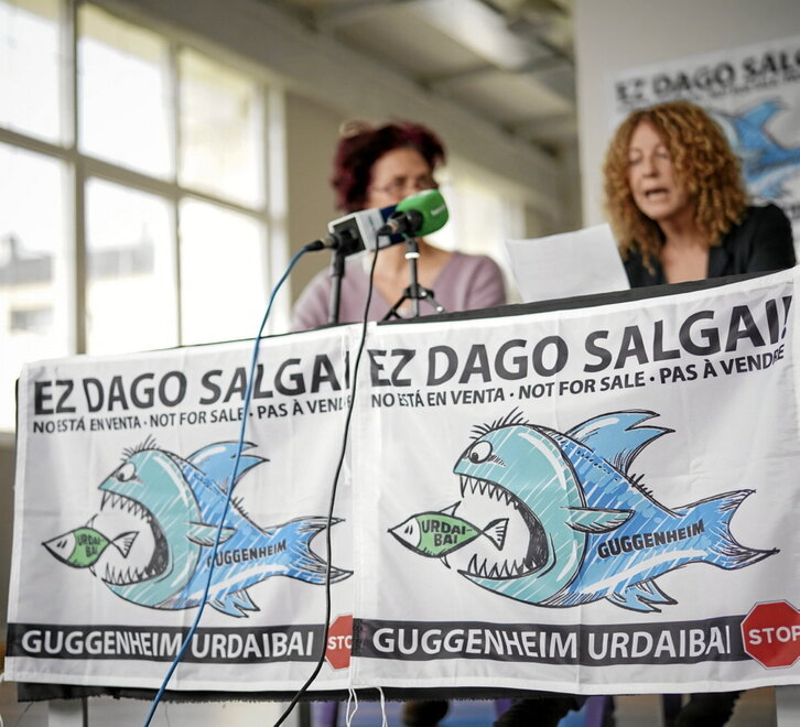 Guggenheim Urdaibai Stop y otros colectivos comparecieron ayer en Gernika.