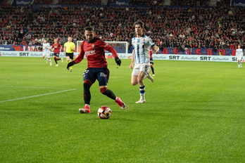 Aritz Elustondo, en uno de sus últimos partidos en enero ante Osasuna en la Copa.