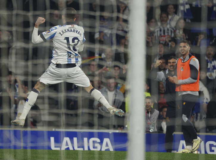 Zakharyan ha podido celebrar por fin su primer gol con la Real.