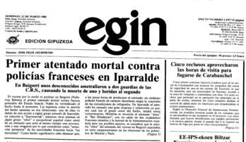 Baigorrin bi egun lehenago gertatu zen erasoari buruz 1982ko martxoaren 21ean 'Egin' egunkariak argitaraturiko orrialdea.