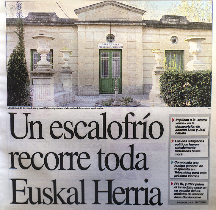 1995eko martxoaren 22ko 'Egin'-eko azaleko albiste nagusia. 