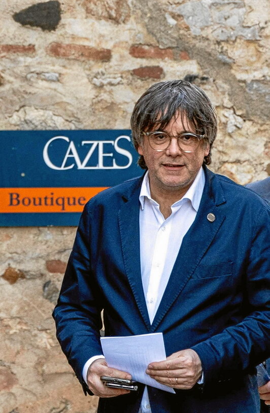 Carles Puigdemont, el 1 de marzo en Rivesaltes.