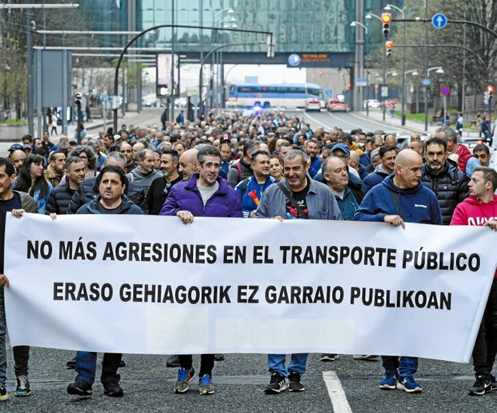 Movilización de trabajadores de Bizkaibus.